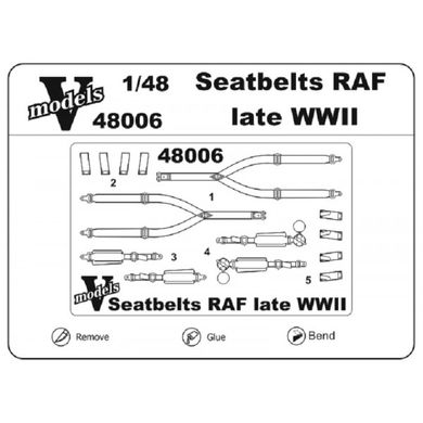 Прив'язні ремені для літаків 2 світової війни (фототравлення), 1:48, Vmodels, 48005