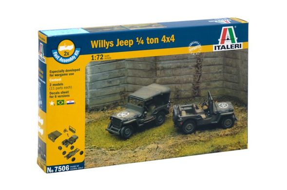 Американський автомобіль Willys Jeep 1/4 ton 4x4, 1:72, ITALERI, 7506
