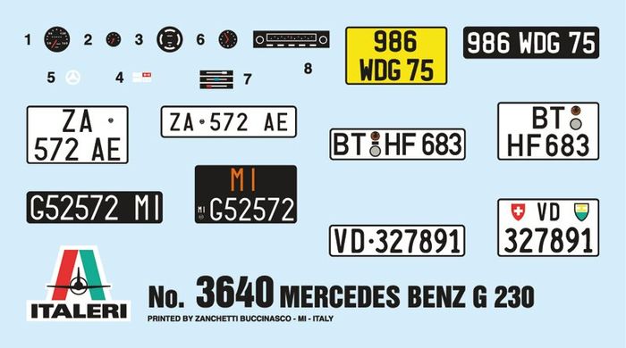 Автомобиль Mercedes Benz G230 (Gelndewagen), 1:24, ITALERI, 3640