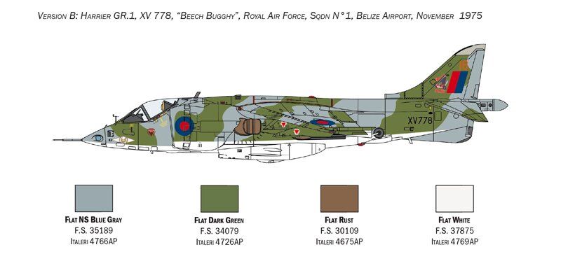 Винищувач Harrier GR.1, 1:72, Italeri, 1435 (Збірна модель)
