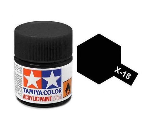 X-18, Акриловая краска Tamiya Mini X-18 черный (полуглянцевый), 10 мл, 81518