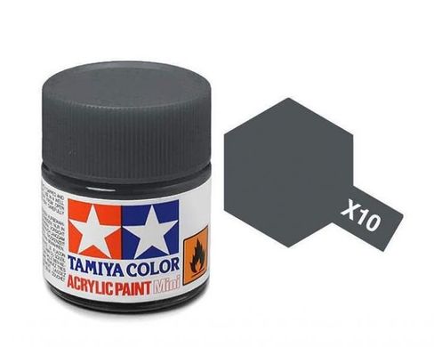 X-10, Акриловая краска Tamiya Mini X-10 оружейный металл (глянцевая), 10 мл, 81510
