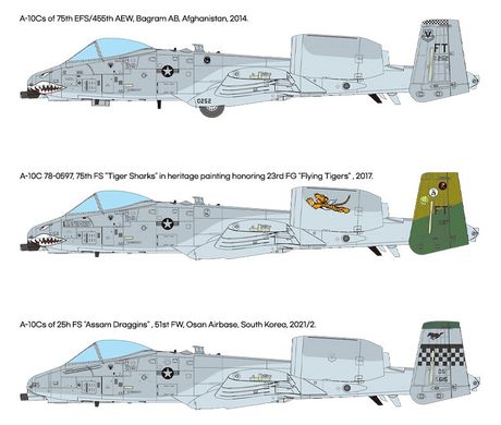 Американський штурмовик USAF A-10C "75th FS Flying Tigers", 1:48, Academy, 12348 (Збірна модель)