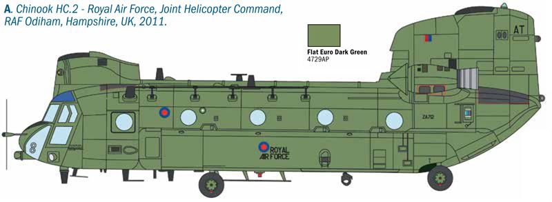 Военно-транспортный вертолет Chinook HC.2/CH-47F, 1:48, Italeri, 2779