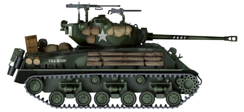 Американський танк M4A3E8 Sherman "Fury", 1:35, ITALERI, 6529 (Збірна модель)