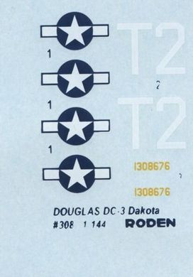 Военно-транспортный самолет Douglas C-47 Skytrain, 1:144, Roden, 308