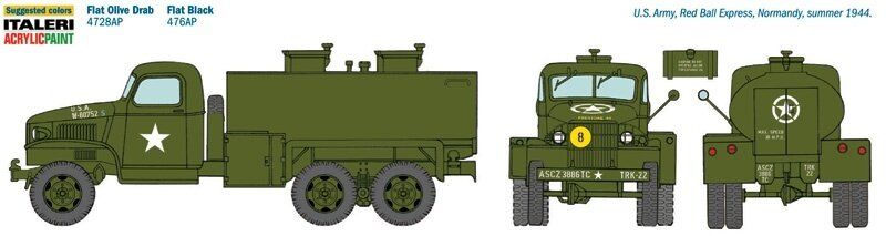 2 тонна автоцистерна | 6x6 Water Tank Truck, 1:35, ITALERI, 201