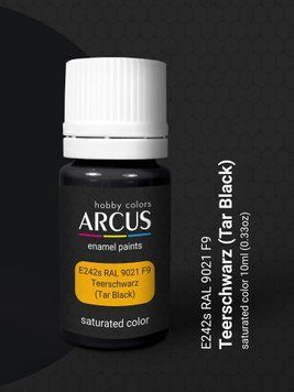 Фарба Arcus E242 RAL 9021 F9 Teerschwarz (Tar Black), 10 мл, емалева