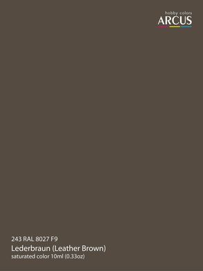 Краска Arcus E243 RAL 8027 F9 Lederbraun (Leather Brown), 10 мл, эмалевая