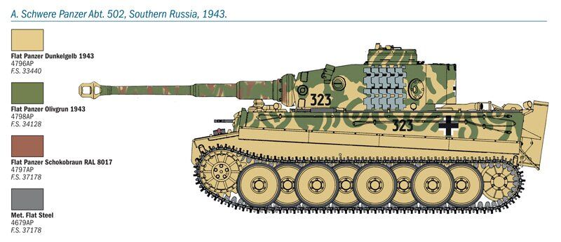 Танк PZ. KPFW. VI Tiger Ausf. E (Ранний), 1:35, ITALERI, 6557