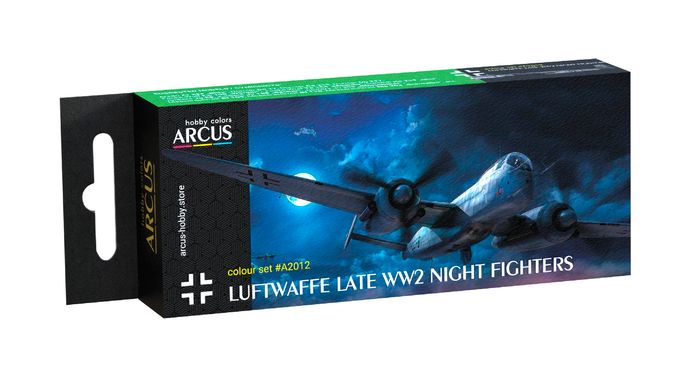 Набір акрилових фарб "Luftwaffe Late WW2 Night Fighters", Arcus, А2012
