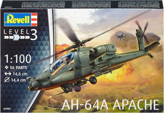 Сборная модель вертолета AH-64A Apache, 1:100, Revell, 04985