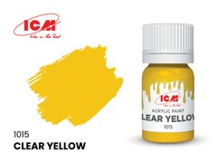 1015 Напівпрозорий жовтий, акрилова фарба, ICM, 12 мл