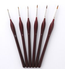 Набір пензликів для мініатюр і збірних моделей, 6 шт, Zhu Ting