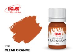 1016 Полупрозрачный оранжевый, акриловая краска, ICM, 12 мл