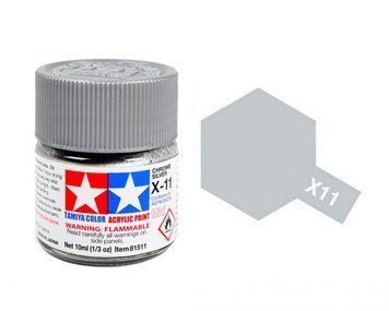 X-11, Акрилова фарба Tamiya Mini X-11 Срібний хром металік (глянсова), 10 мл, 81511