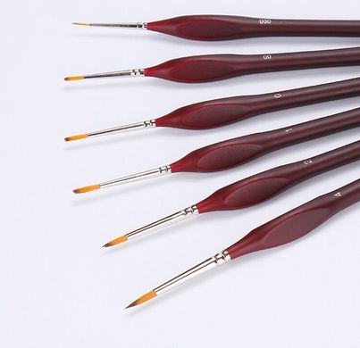 Набір пензликів для мініатюр і збірних моделей, 6 шт, Zhu Ting