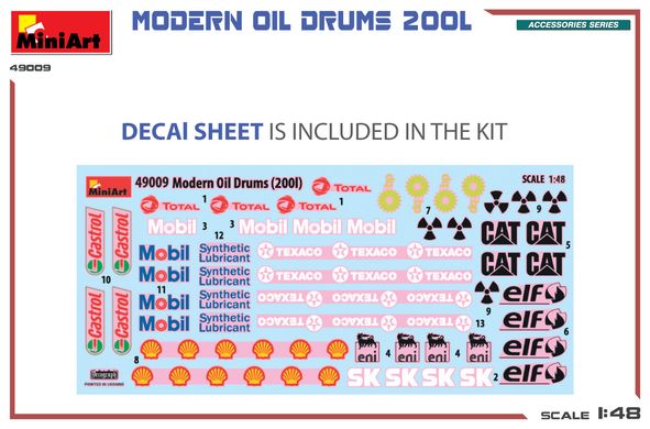 Збірна модель сучасні 200л бочки для палива та олії, 1:48, MiniArt, 49009