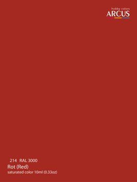 Краска Arcus A214 RAL 3000 Rot, 10 мл, акриловая