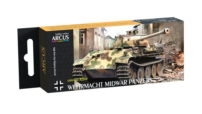 Набор эмалевых красок "Wehrmacht Midwar Panzers", Arcus, 2098