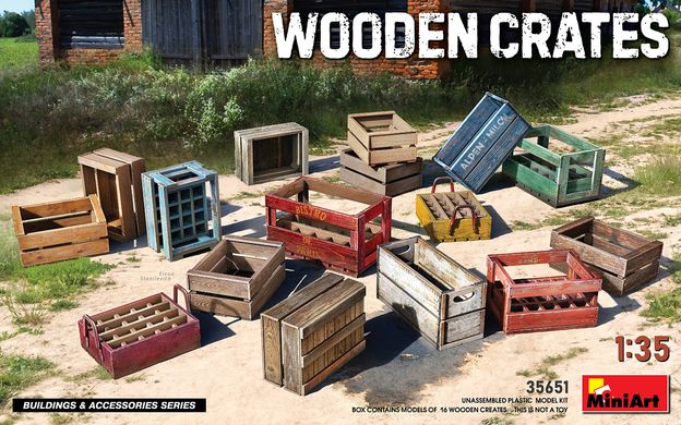 Дерев'яні ящики Wooden Crates, 1:35, MiniArt, 35651 (Збірна модель)