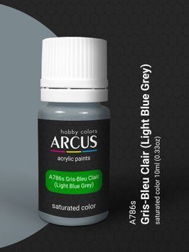 Краска Arcus A786 Gris-Bleu Clair (Light Blue Grey), 10 мл, акриловая
