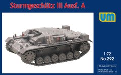 Німецька САУ Sturmgeschutz III Ausf.A, 1:72, UniModels, UM292 (Збірна модель)