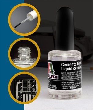 Жидкий клей для моделей Liquid Cement for Plastic (Large Brush), 15 мл, Italeri, 3989