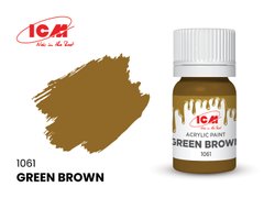 1061 Зелено-коричневый, акриловая краска, ICM, 12 мл