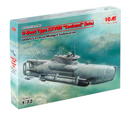 Німецький підводний човен типу XXVII "Seehund" (пізня), 1:72, ICM, S.007 (Збірна модель)