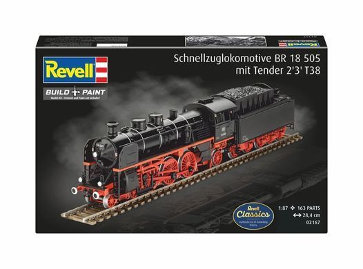 Сборная модель Локомотив BR 18 505 & Tender 2'3'T 38, Express locomotive, 1:87, Revell, 02167