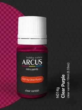 N014 Clear Purple &ndash; Прозрачный, фиолетовый нитролак, 10 мл, Arcus