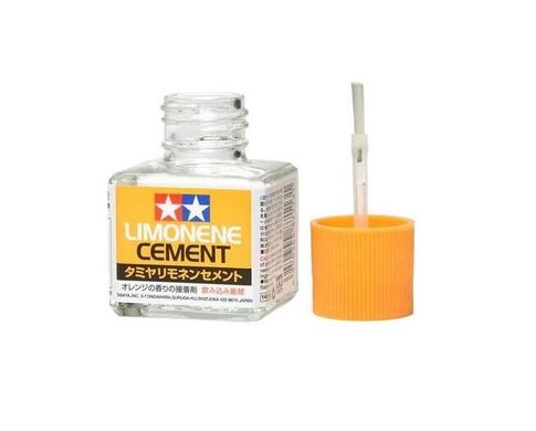 Клей для пластикових моделей з запахом лимона Tamiya Limonene cement з пензликом, 87113, 40 мл