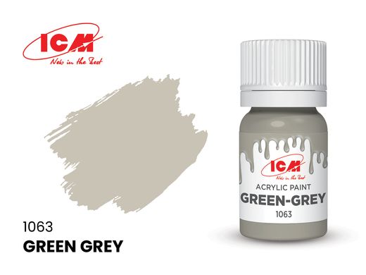 1063 Зелено-серый, акриловая краска, ICM, 12 мл