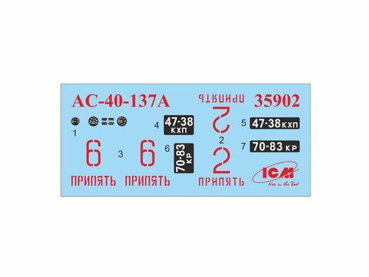 Чорнобиль # 2. Пожежні (АЦ-40-137А, 4 фігури і підставка для діорами з фоном), ICM, 35902