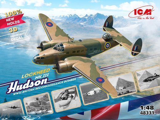 Збірна модель Lockheed Hudson Mk III, WWII British Reconnaissance Bomber, 1:48, ICM, 48331