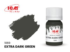 1069 Екстра темно-зелений, акрилова фарба, ICM, 12 мл