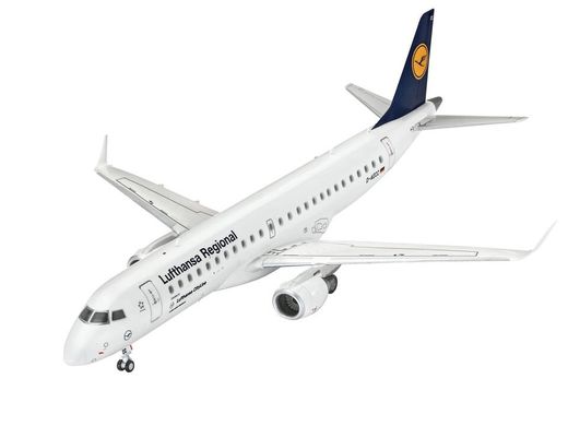 Пасажирський літак Embraer 190 Lufthansa, 1:144, Revell, 63937 (Подарунковий набір)