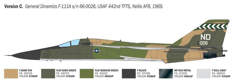 Бомбардувальник F-111A Aardvark, 1:72, Italeri, 91232 (Збірна модель)
