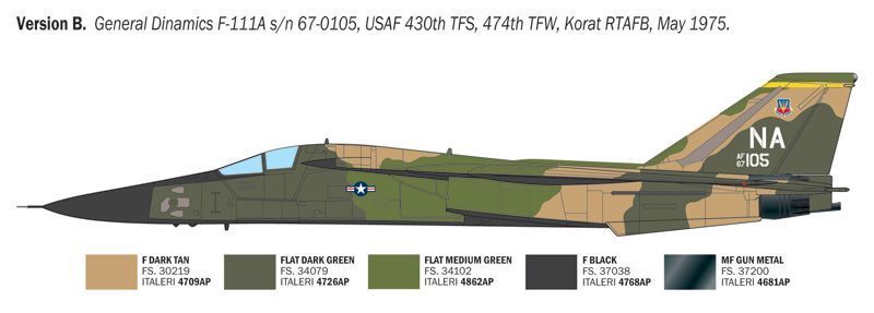 Бомбардувальник F-111A Aardvark, 1:72, Italeri, 91232 (Збірна модель)