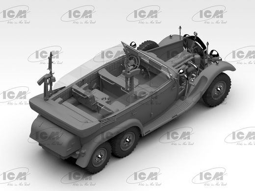 Збірна модель автомобіля Type G4 з MG 34 та німецьким штабним персоналом, 1:24, ICM, 24024