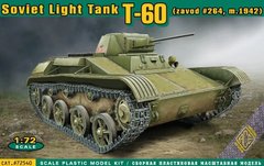 Танк T-60 выпуска завода №264 (спицованные колёса, зима 1942), 1:72, ACE, 72540 (Сборная модель)