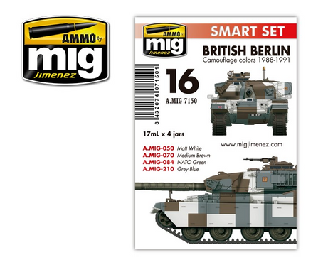 Набір акрилових фарб AMMO A-MIG-7150: British Berlin Camouflage colors 1988-1991