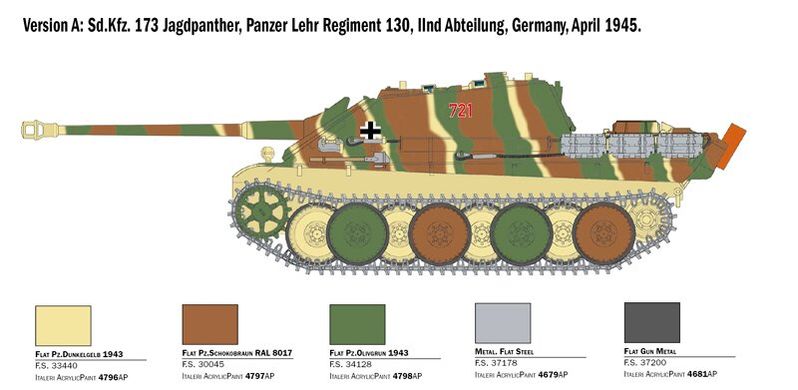 Німецька САУ Sd.Kfz.173 Jagdpanther з екіпажем в зимовій уніформі, 1:35, ITALERI, 6564