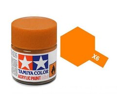 X-6, Акриловая краска Tamiya Mini X-6 оранжевый (глянцевый), 10 мл, 81506