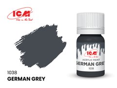 1038 Немецкий серый, акриловая краска, ICM, 12 мл
