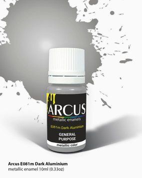 Краска Arcus E081 Dark Aluminium &ndash; Металлик темный алюминий, 10 мл, эмалевая