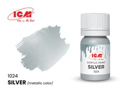 1024 Серебро, акриловая краска, металлик, ICM, 12 мл