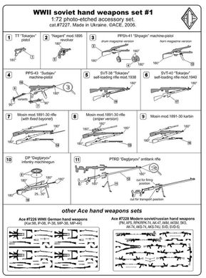 Радянська стрілецька зброя Другої світової війни (фототравлення), 1:72, ACE, 7227