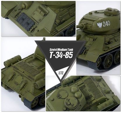 Збірна модель танк T-34-85 Радянський середній танк часів 2СВ, 1:72, Academy, 13421